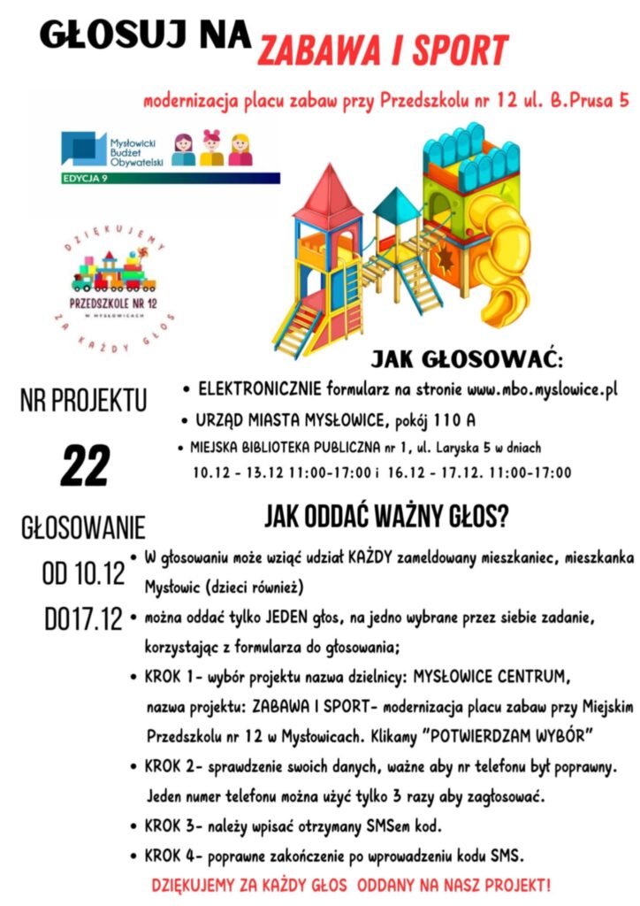 MYSŁOWICKI BUDŻET OBYWATELSKI – PROSIMY O GŁOSY