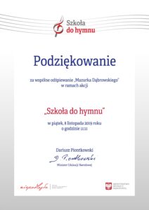 “Szkoła do hymnu’